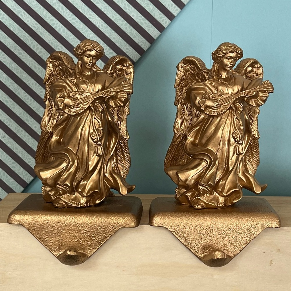 Vintage Heavy Angel Stocking Hangers in Great Condition